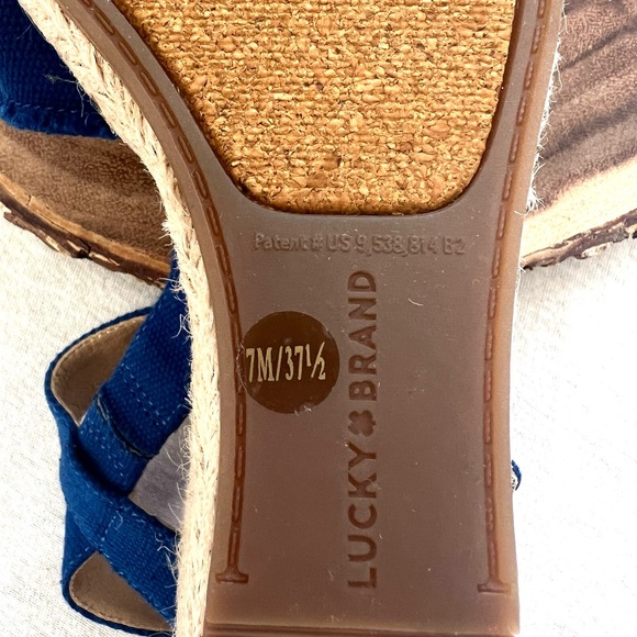 Lucky Brand Royal Blue Canvas Espadrille Wedge Sandals Size 7 - Picture 8 of 8